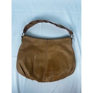 Liz Claiborne NYC Tan Leather Hobo Bag Braided Strap Boho Shoulder Bag Large